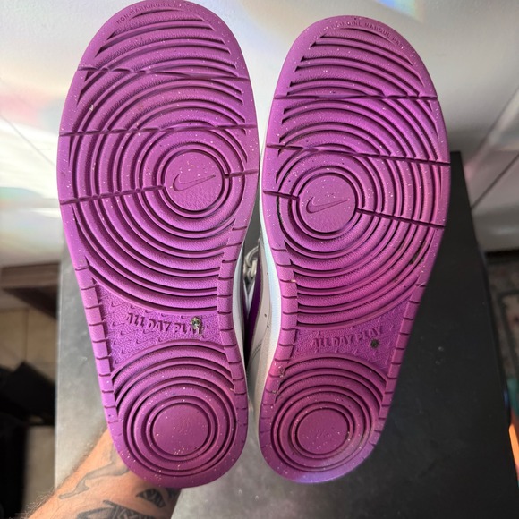 Nike Court Borough Mid 2 Sneakers Shoes Youth Size 5.5Y CD7782-009 White Purple - Picture 9 of 9